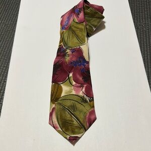 Ted Lapidus Green and Pink Floral Silk Ties